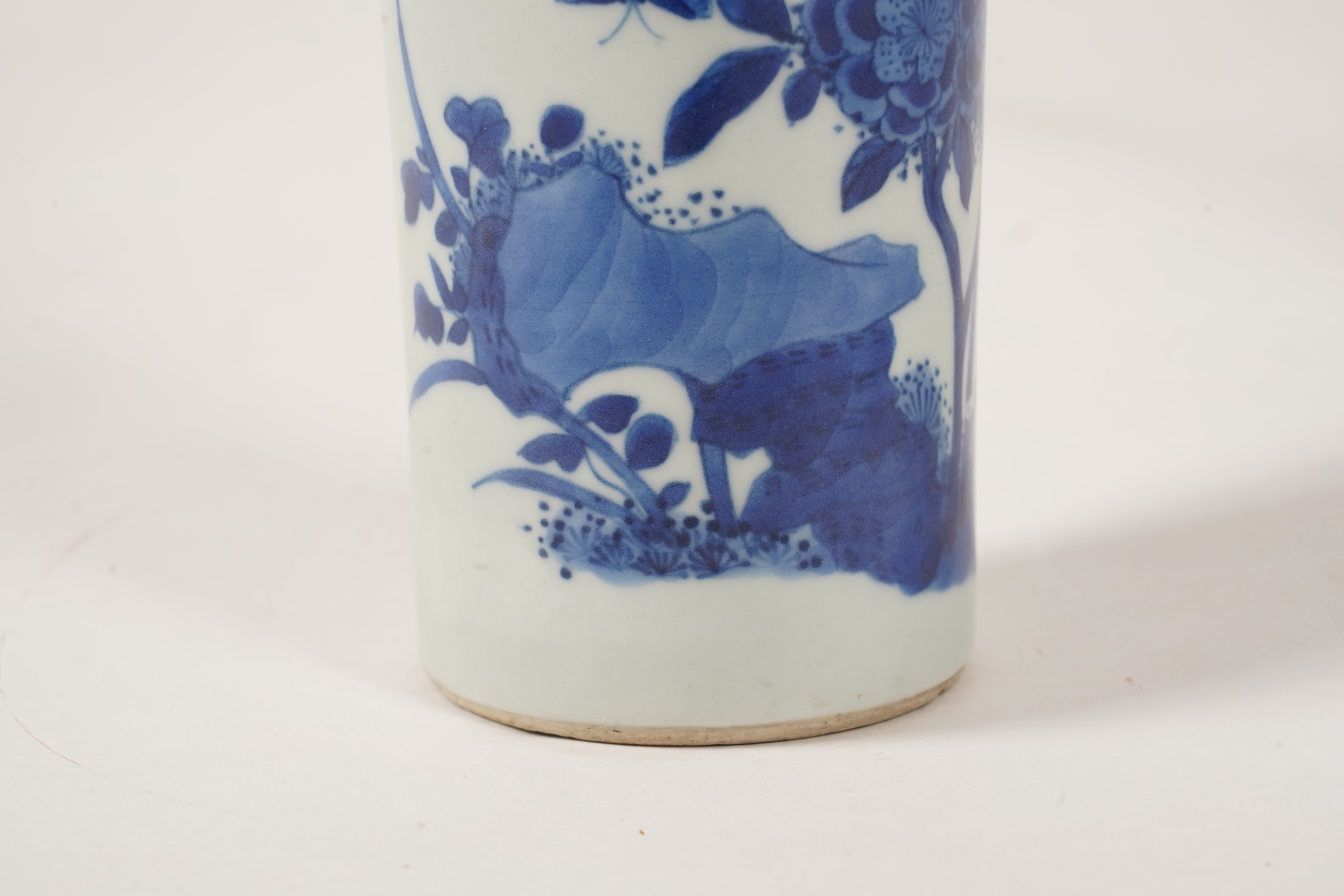 A small Chinese blue and white sleeve vase, Kangxi style